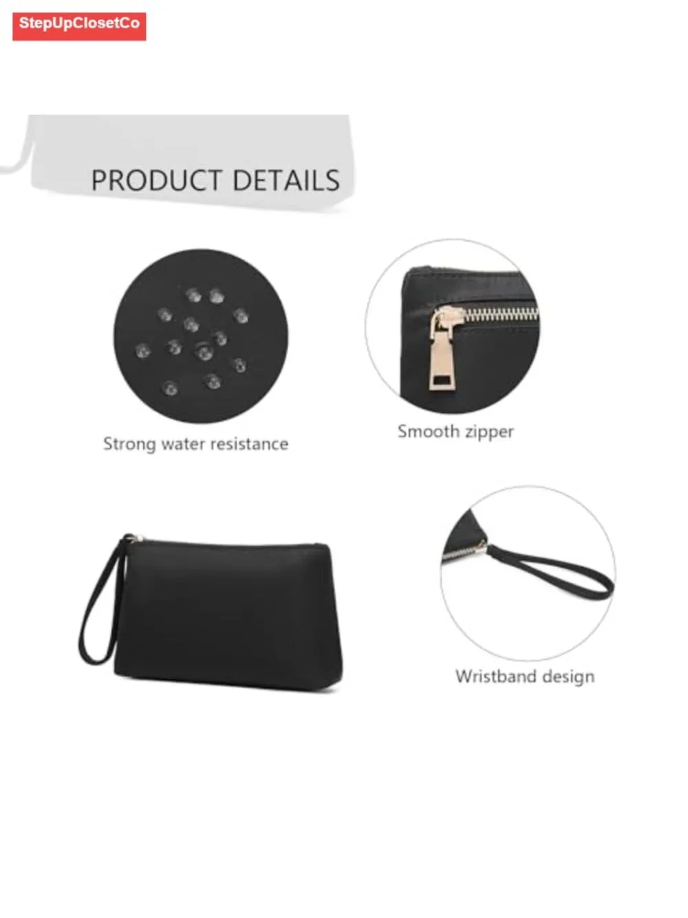 Water-Resistant Nylon Wristlet Wallet for Women with Card Slots and Zipper